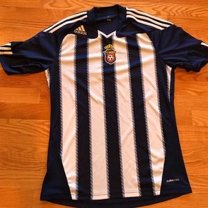 Navy Blue Adidas FC United ClimaCool Soccer Shirt